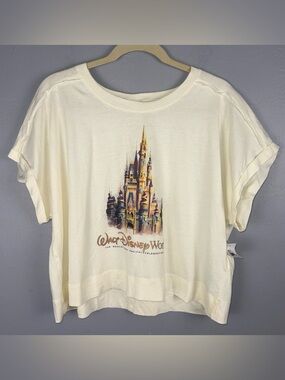 Disney Parks Walt Disney World 50th Anniversary Castle Cropped Shirt Medium